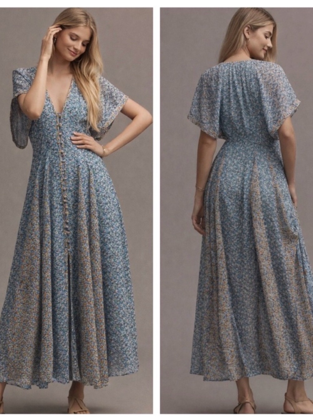 Maeve Floral Pleated Smocked Maxi Dress, 6 (Anthro)